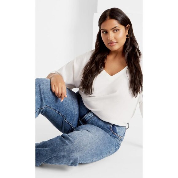 Women's Stretch Cotton Straight Jeans Plus Size Mid Rise 24 Chic Durable - Picture 5 of 7